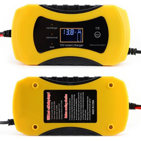 Chargeur 12V 8A pour Batteries Plomb Acide Auto Moto, Protection Inversion Polarité et Court-Circuit, Affichage Tension Courant, Prise UE 100-240V (1/5)