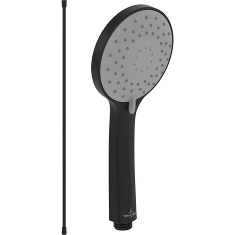 Villeroy & Boch Universal Showers Handbrause-Set (2 in 1 Bundle), bestehend aus Duschkopf inkl. Handbrauseschlauch 1,60m, Matt Black