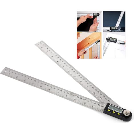 300-mm-Winkelmesser aus Edelstahl mit elektronischer Digitalanzeige, Winkelmesser, Edelstahl-Holzbearbeitungslineal, Winkelmessgerät, 360°-Multifunktionswinkel (1/5)