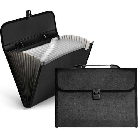 12-compartment A4 file organizer, Organizer with lid, expandable file organizer, laminated pocket for office, school or home. (1/4)