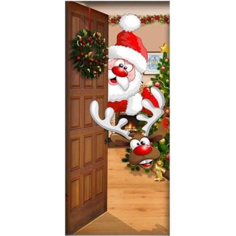 Housse De Porte Noel - 91 Cm X 203 Cm - Tissu Haute Qualite - Lavable Reutilisable - 1 Piece (1/3)
