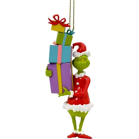 Pendaglio 3D Il Grinch con Regali H11cm Verde Rosso Peraga Christmas