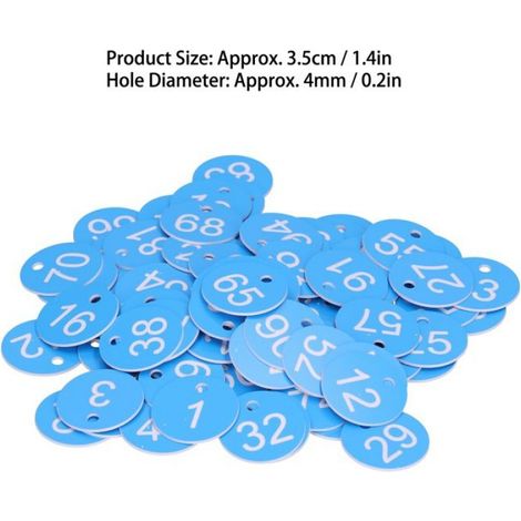 Lot de 100 étiquettes rondes numérotées pour ruche, avec trou, accessoire d'apiculture (bleu et blanc) (1/5)