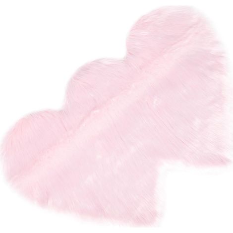 Tapis Moelleux Forme Double Cœur en Laine Imitation et Fibres Acryliques, Décoratif et Compact pour Chambre ou Couloir, Style Frais et Charmant (1/5)
