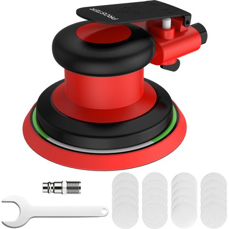 Ponceuse Excentrique Pneumatique 125mm 12000 RPM – Ponceuse Orbitale Réglage de Vitesse, avec 20 Disques Abrasifs, pour Carrosserie, Bois et Métal (1/5)