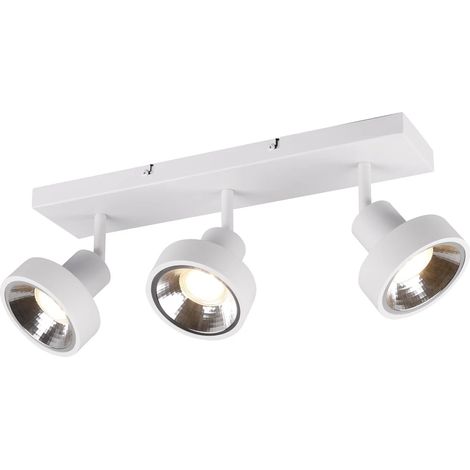 Lampe de plafond Spot Lampe de salon, 3 flammes Spots mobiles, métal blanc mat, 3x GU10 douilles, HxLxP 19x44x16cm (1/5)