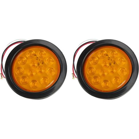 Jeffergarden Feu arrière de remorque rond à 12 LED, feu de freinage, clignotant, ambre, pour camions tracteurs (1/4)