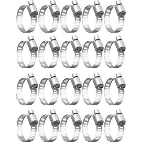 20 Stück Schlauchschellen, verstellbare Schlauchschellen 32–50 mm, Schlauchschellen aus Edelstahl 304, Metallschlauchschellen, für Schläuche, Gasleitungen für den Hausgebrauch, Familienwasserleitungen (1/4)