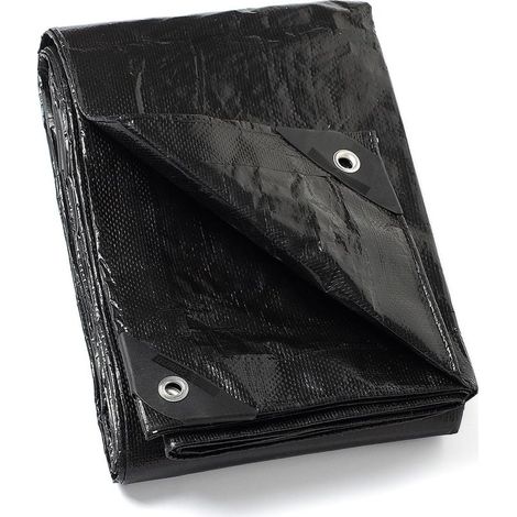 Bâche avec œillets, imperméable, 2 mx 3 m, noire, bâche multifonctionnelle en polyester, tissu 120 g/m², bâche de protection, bâche multi-usages, résistante aux déchirures, stabilisée aux UV (1/4)