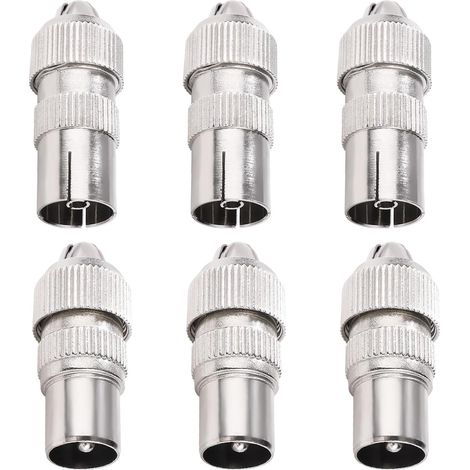 6 Pièces Connecteur Coaxial en Métallique pour Antenne TV, Adaptateur Coaxial 3 Mâles et 3 Femelles, Connecteur D'antenne TV pour Câble RF, Plaqué-Nickel (1/5)