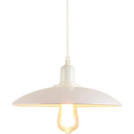 Suspension industrielle vintage Edison, plafonnier classique en métal pour hall d'entrée, bar, restaurant, bureau, style rétro, sans ampoule, douille E27 (blanc)