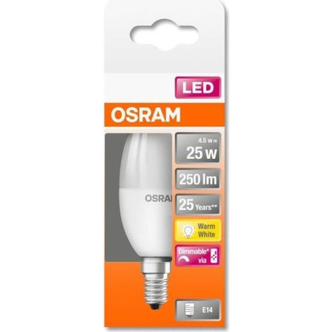 OSRAM Ampoule LED STAR+ Flamme RGBW dép radiateur variable - 4,5W équivalent 25 E14 - Blanc chaud
