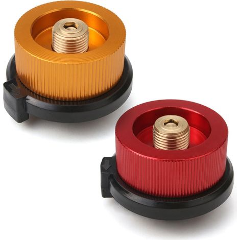 Lot de 2 adaptateurs de gaz portables pour camping – Bidon de butane à visser convertisseur de cartouche de gaz, connecteur léger pour réchaud d'extérieur pour randonnée, pique-nique, barbecue