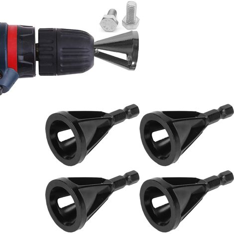 Nouvel outil de chanfreinage noir à trois rainures pour meuler, ébarber et enlever les bavures (manche hexagonal) - vendu par lots de 4. (1/5)