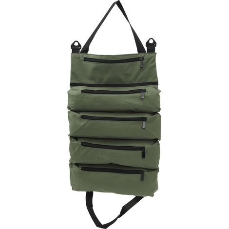 Sac à outils portable multifonctionnel en métal lisse avec fermeture éclair, grande capacité, pour clés, pinces et clous (vert) (1/5)