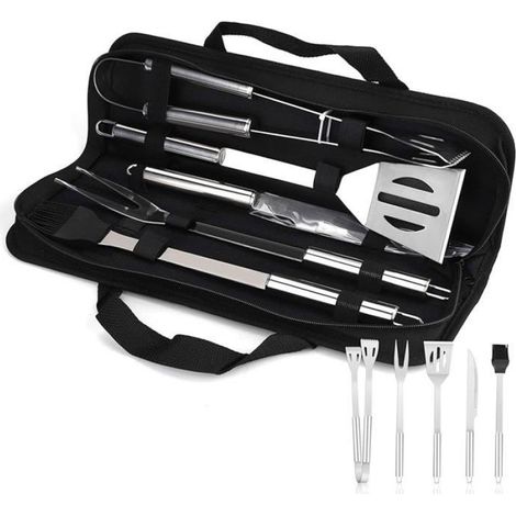Hippodance 5Pcs Ustensiles Barbecue Kit Barbecue Outil de Barbecue en Acier Inoxydable Accessoire Barbecue Ustensiles pour 5pcs (1/5)