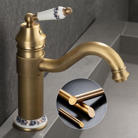 Robinet de Lavabo Mitigeur à Bec Haut Pivotant 360° en Laiton - Robinetterie Salle de Bain Anti-Fuite