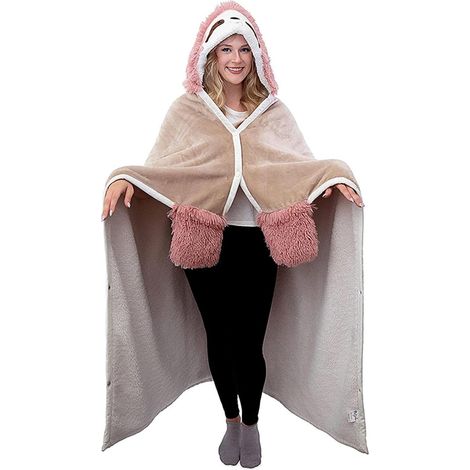 Couverture à Capuche Surdimensionnée Longue Femme Hommes, Couverture en Flanelle épaisse Douce, Paresseux Couverture TV Douce avec Manches et Boutons, Couverture Snuggle, Plaid Chaud et Doux (1/5)