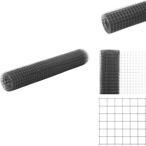 Grillage acier avec revêtement en PVC 10x1 m gris - Clôture Jardin - Grillage Agricole - Clôture Poulet - Clôture Lapin - Protection Terrain (1/4)