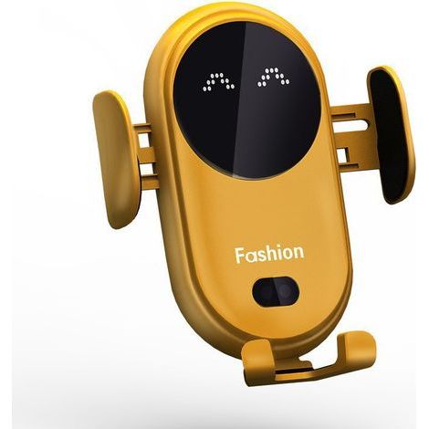 S11 Wireless Car Charging Clip, Phone Holder with Smart Infrared Sensor, Fast Charger - Yellow (1/4)