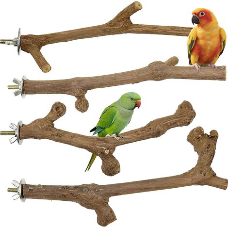 Natural Bird Perches, Natural Wood Perches, Grape Sticks for Parrot, Wood Feet Perches, Swings, Perch, 4 PCS (1/5)