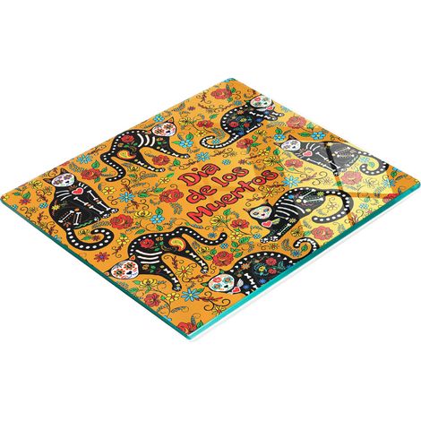 Vassoio decorativo in vetro per snack, motivo gatti Calavera, 60x52 cm (1/5)