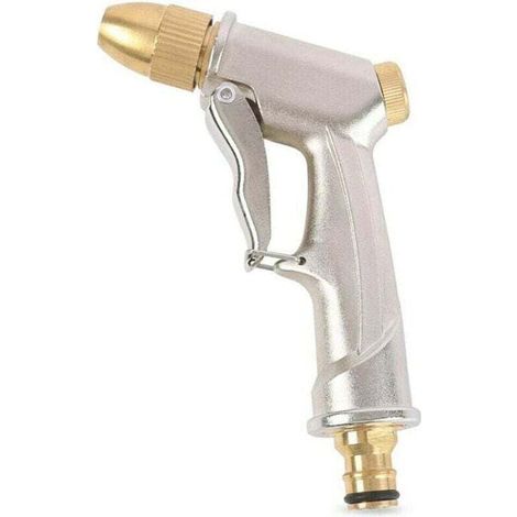ZVD Pistolet d'arrosage à Haute Pression pour Eau de Jardin avec buse en Laiton, Parfait pour Laver/arroser Les pelouses et Les Jardins/trottoirs - Pistolet pulvérisateur de Jardin Court (1/4)