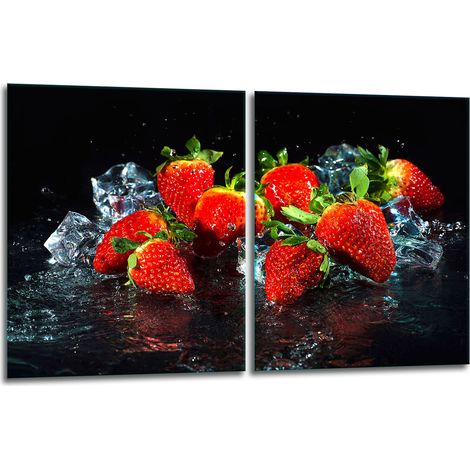 2 plaques de protection en verre pour cuisinière 40x52 fruits (1/5)