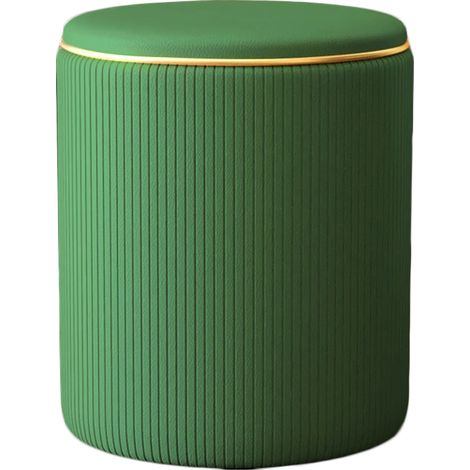 Pouf Contenitore Ecopelle Verde Decoro Oro Poggiapiedi Seduta Imbottita 35x45cm (1/5)