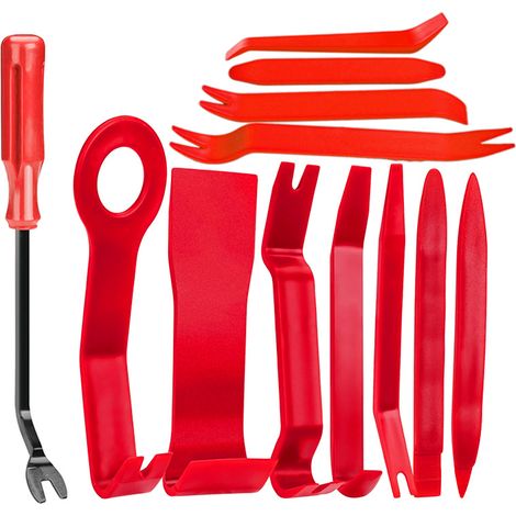 12 pezzi di strumenti per la rimozione delle finiture interne dell'auto, set di cunei per la rimozione delle finiture interne dell'auto - Strumenti, strumento di rimozione auto rosso