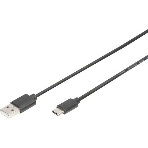 Digitus Câble USB USB 2.0 USB-C® mâle, USB-A mâle 1.00 m noir flexible AK-300154-010-S Q120272 (1/4)