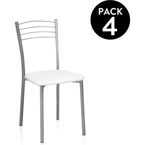Pack 4 sillas de cocina Chef Gris - Blanco 40cm (ancho) x 85cm (alto) (1/5)