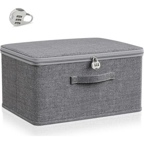 Boite Rangement Tissu Verrouillable 30 X 20 X 14 cm,Boite de Rangement Vetement Dressing,Clothes Storage Box Organizer,Boîtes de Déménagement,Caisse Rangements Pliable pour Soutiens-Gorge (1/5)