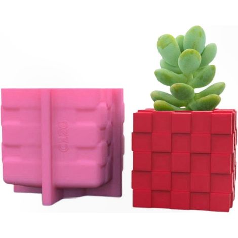 Moule à fleur carré en silicone pour pots de plantes succulentes, support de stylo, moule à béton pour vase décoratif, cadeau original (1/5)