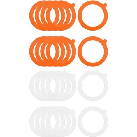 20 Pièces - Joint d'étanchéité - 70x95 mm - Orange et blanc - Silicone - Réutilisable - Joints pour pots - Joints en silicone de remplacement - Anneaux d'étanchéité sans fuite - Pour fermer les pots - (1/5)