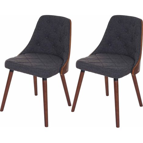 [NON UTILIZZATO] Set 2x sedie sala da pranzo soggiorno HHG-414 53x50x82cm legno tessuto grigio