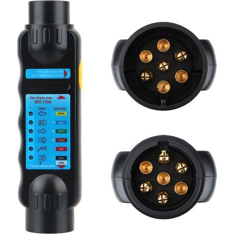 Testeur Remorque 7 Broches, Testeur Prise Remorque 7 Broches, 12V Testeur Feux Remorque Câble Câblage Circuit Outils de Diagnostic, pour Caravan RV Voiture (Testeur Remorque 7 Broches)