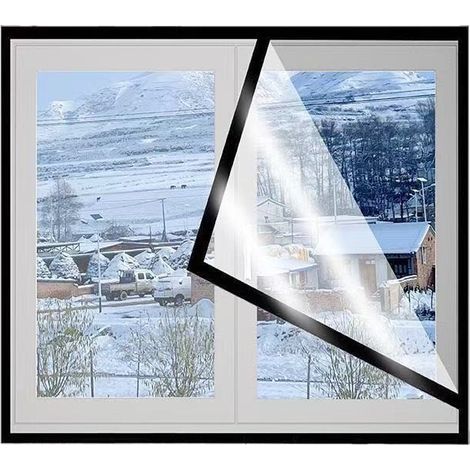 Film Isolant Fenêtre Anti Froid Hiver Transparent Film Isolant pour Fenêtre en Matériau EVA Épais Kit d'Isolation de Fenêtre avec Bande Adhésif pour Installation Facile - 100x140cm (1/4)