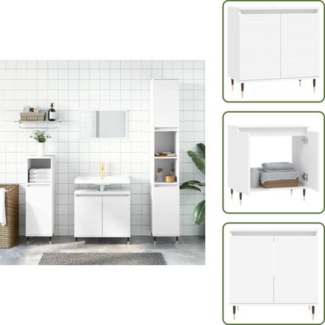 Mobile da bagno bianco - vidaXL Mobile da Bagno Bianco 58x33x60 cm in Legno Multistrato -