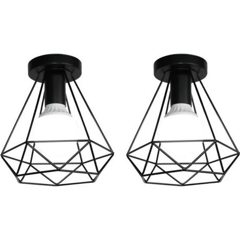 U DO LOT DE 2,20cm Vintage Plafonnier Cage en Fer Noir Industriel pour Salon Bar (1/4)