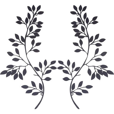 CCYKXA2 Pcs Métal Arbre Feuille Décoration Murale Vigne Olivier Feuille Mur Art Tentures Fer Noir Cadeau Décorations pour Intérieur Extérieur Chambre Salon (1/5)