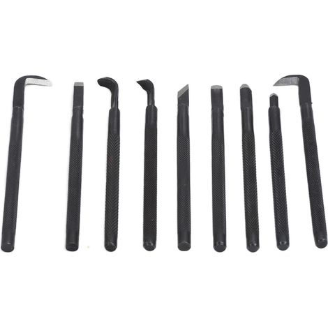 Ensemble de 9 outils pour bonsaï : couteau à sculpter brossé, manche antidérapant, acier au manganèse, pour tailler et façonner. (1/5)