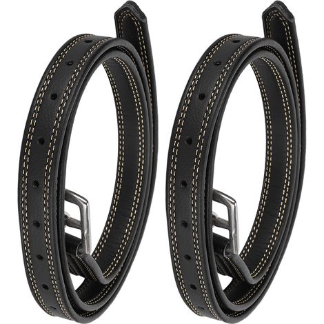 Paire d'étriers Britain Saddle Horse en cuir souple microfibre avec boucle en acier inoxydable, noirs (1/5)