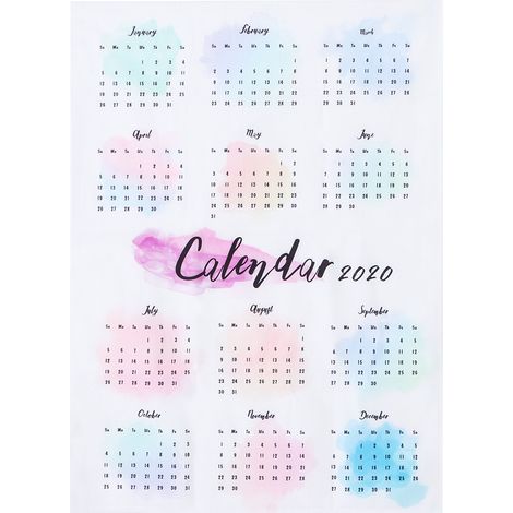 Calendrier mural coloré 2020 en tissu à suspendre, pour la décoration de la maison ou du bureau, 50 x 70 cm (1/4)