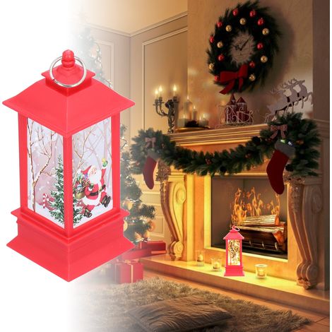 Décoration de Noël, lampe à huile portable lumineuse, ornement LED pour personnes âgées, cadeau de Noël pour enfants, rouge. (1/5)