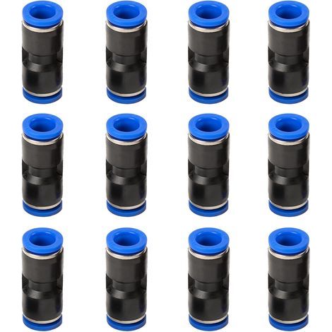Confezione da 12 raccordi rapidi diritti (a 2 vie), in plastica PU da 8 mm, per tubi pneumatici, settore automobilistico. (1/5)