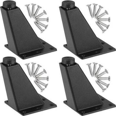 Lot De 4 Pieds De Meubles Réglables, Pieds Triangulaires Réglables De Meubles De Cuisine De Jambes De Meubles D'alliage D'aluminium, Pieds De Table De Bureau De Bar De Petit-Déjeuner, Noir (1/5)