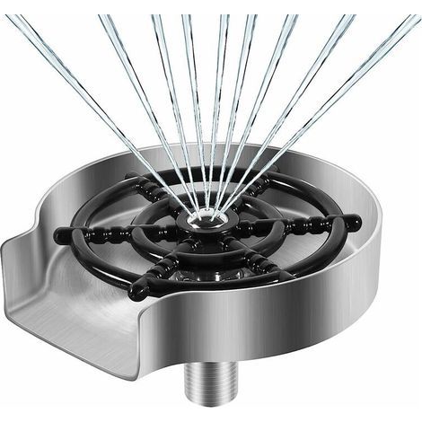 Rince Verre en Acier Inoxydable, Accessoires pour Evier de Cuisine, Rondelle en Métal, Rince Verre Evier, Nettoyeur Verre, Accessoires de Cuisine, Argent Mat (1/5)