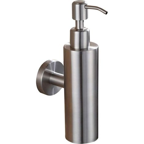 Filiyano – support mural – Distributeur de savon liquide rond en acier inoxydable, finition nickel brossé, support mural, accessoires de salle de bain (1/5)
