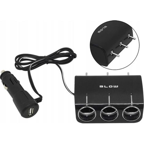 Adattatore per presa accendisigari a soffio x3 + USB (1/2)